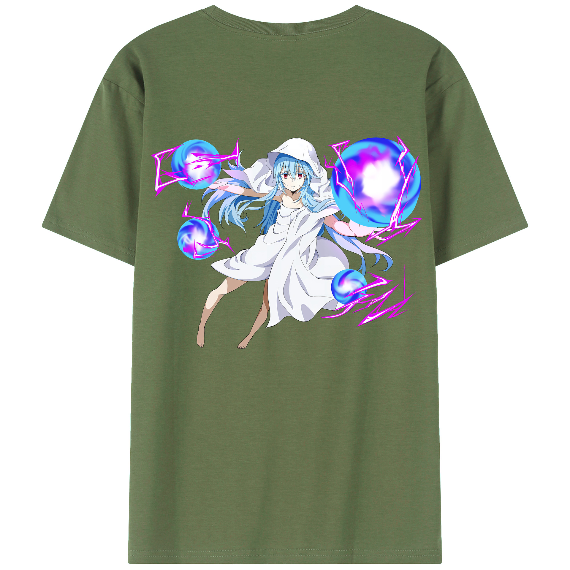 （画像用） 転スラ Regarding Reincarnated to Slime 綿100％ メンズ半袖Tシャツ（バックプリント） 通気性